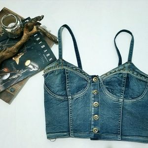 F21 Bandeau Denim Top