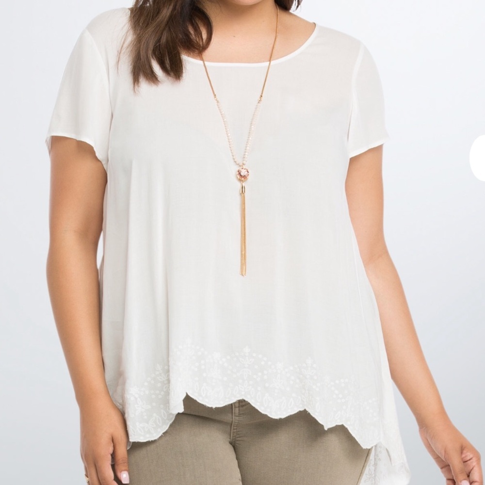ONLY 1 LEFT!! I Embroidered Trim Split Back Top 🌸 - Picture 2 of 4