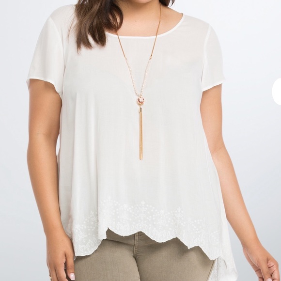 ONLY 1 LEFT!! I Embroidered Trim Split Back Top 🌸 - Picture 2 of 4