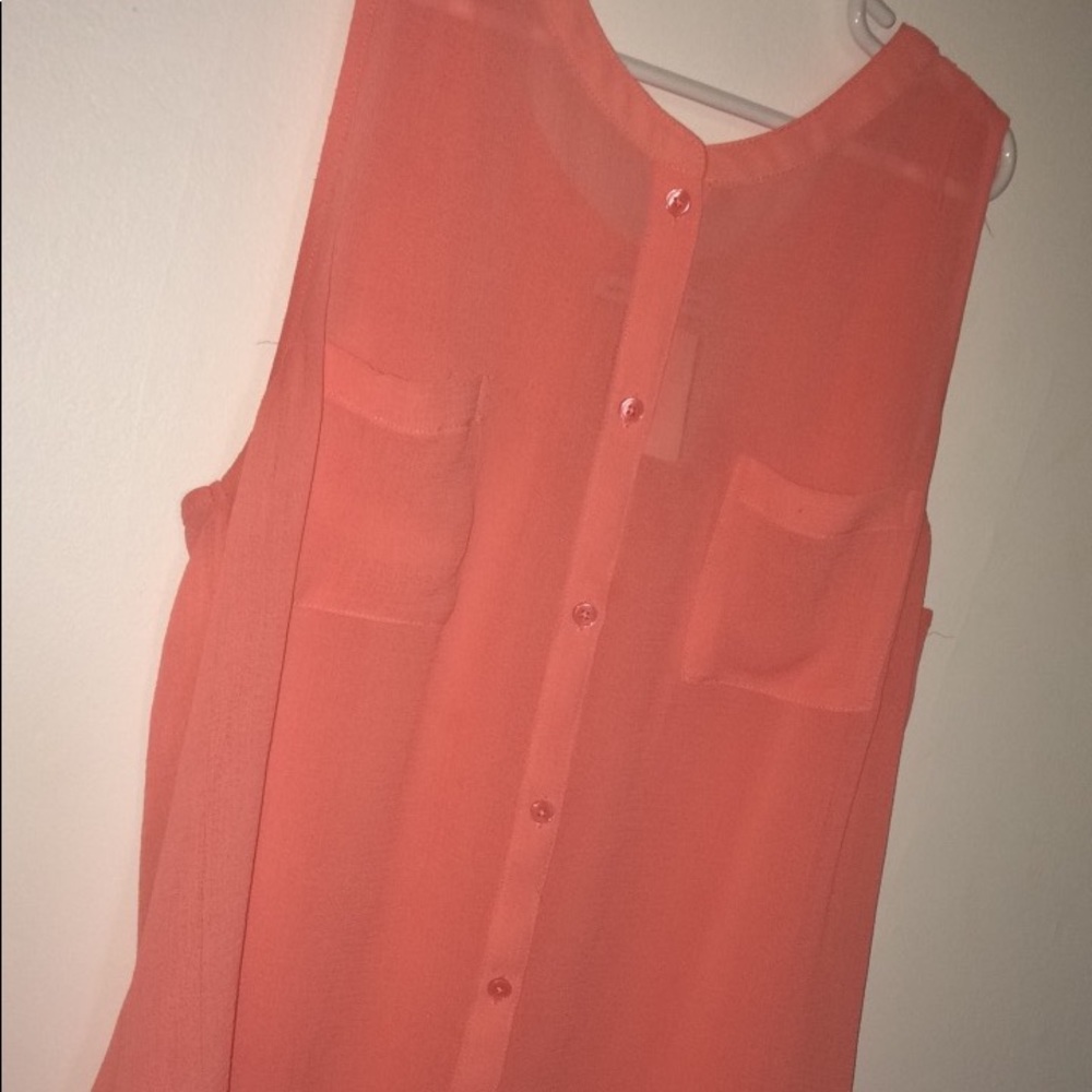 AEO Cute Coral Pink Button Up Tank