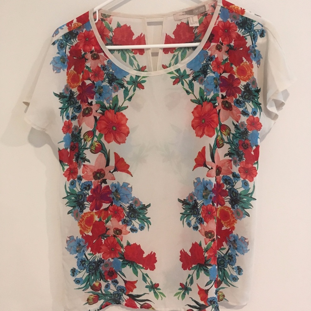 F21 Semi-sheer Crepe Floral Blouse
