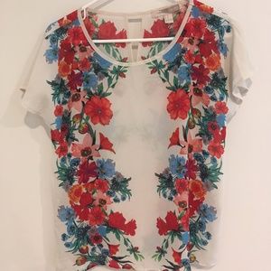 F21 Semi-sheer Crepe Floral Blouse
