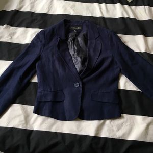 Navy blue linen material blazer