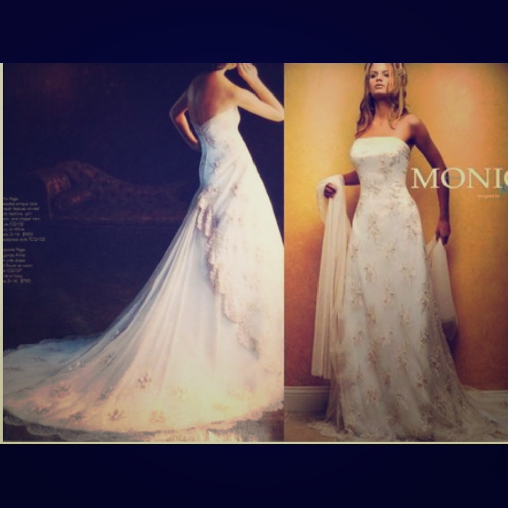 Monique luo wedding dress with bridal tiara &veil
