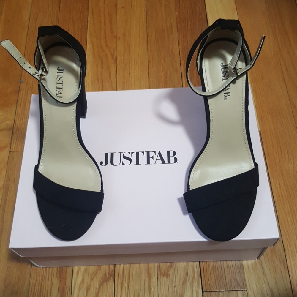 NBW, 6.5 Black Suede Ankle Strap Heels