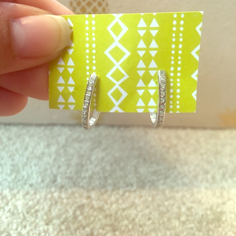 Silver half hoop earrings - never worn - good qual