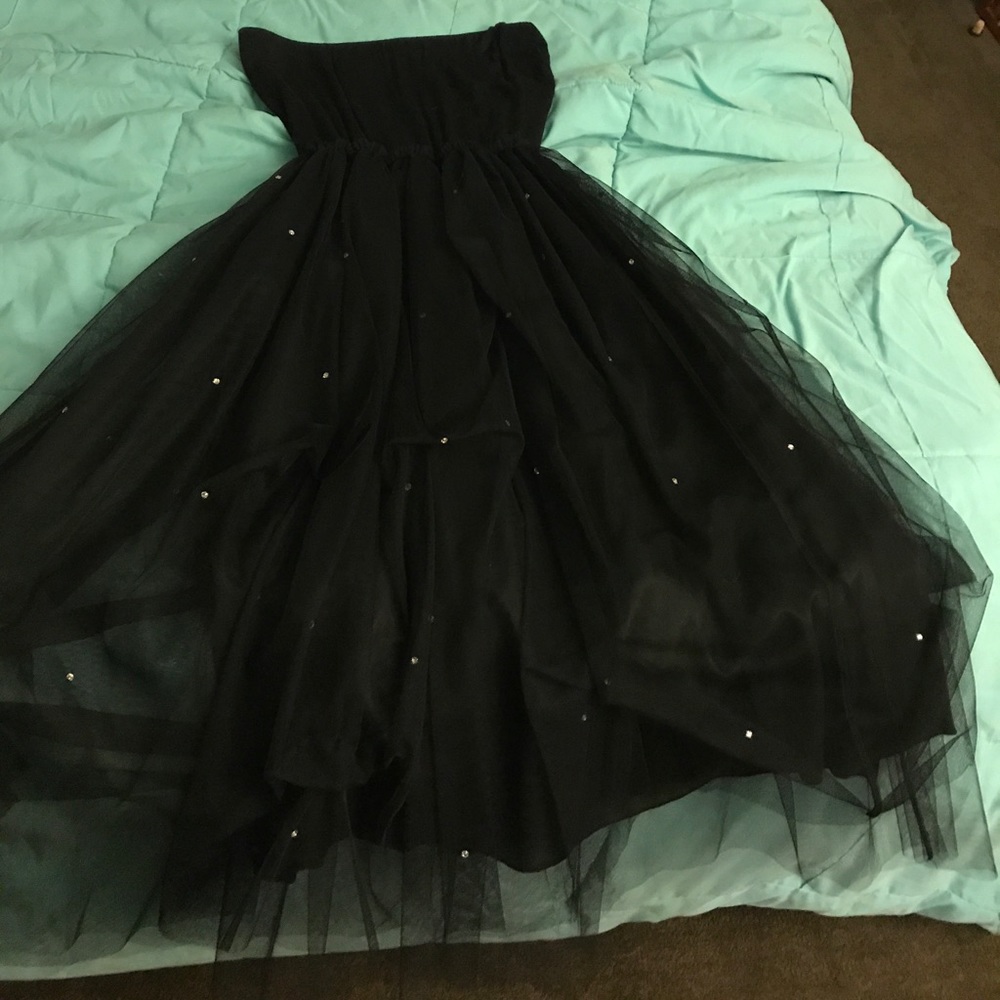 Black Tulle dress with single rhinestones