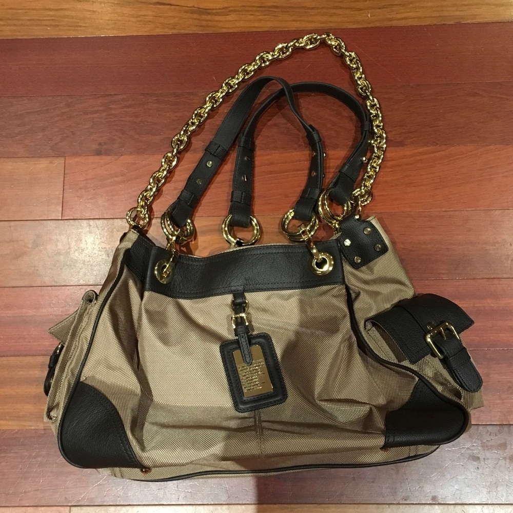 JPK Paris 75 Nylon Shoulder Hobo Bag (Tan/Brown)