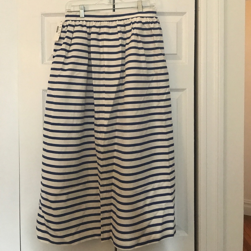 Jcrew Tea Length Stripe Skirt, size 6