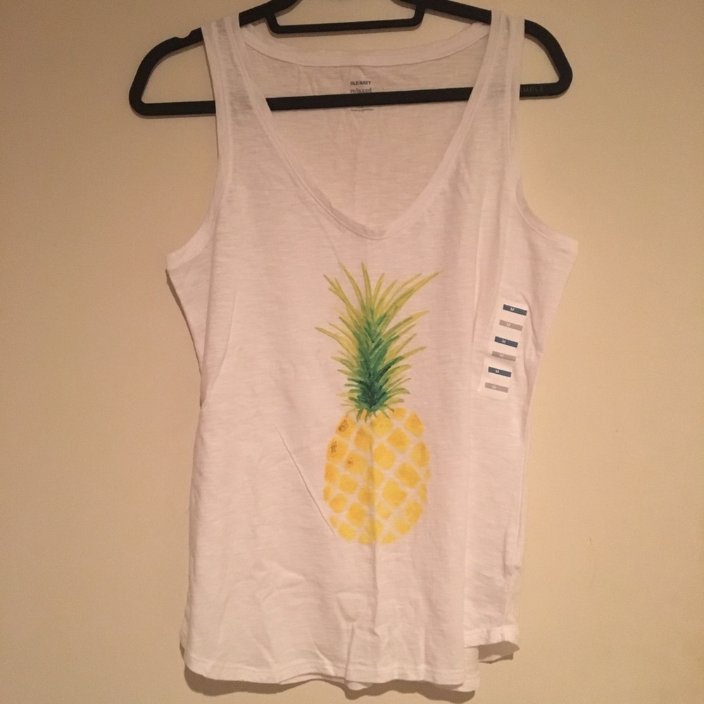 NWOT White Pineapple Tank Top