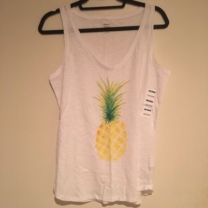 NWOT White Pineapple Tank Top