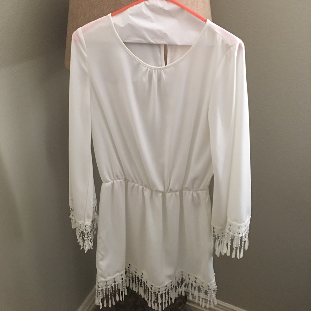 White party fringe dress