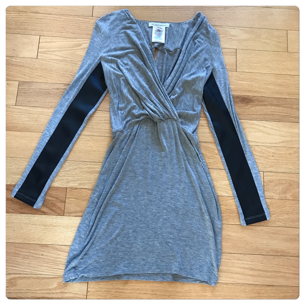 NWT, BCBGenerations, Gray & Vegan Leather Dress!