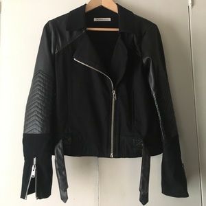 BCBGeneration Cloth & Vegan Leather Moto Jacket