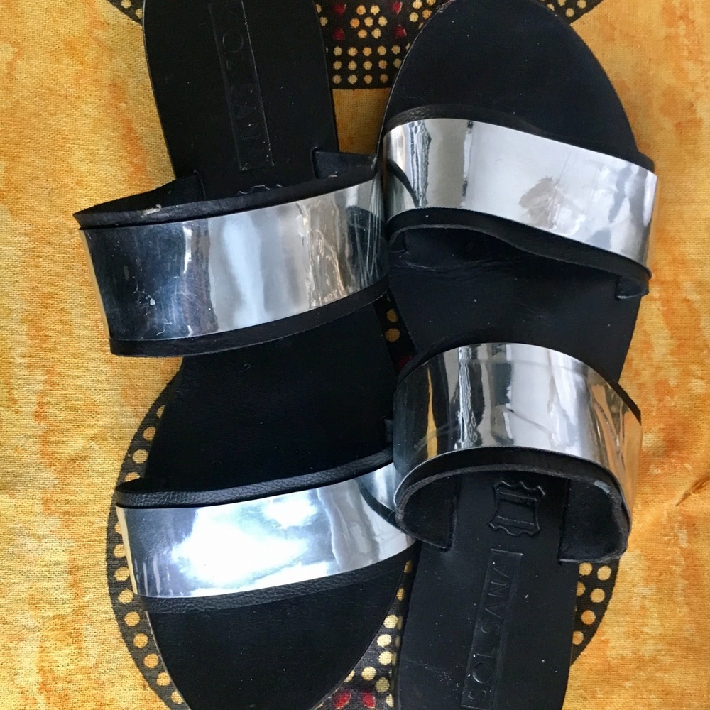 Silver Double Strap Slides
