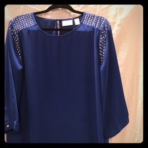 Blue with silver shoulder embellishment