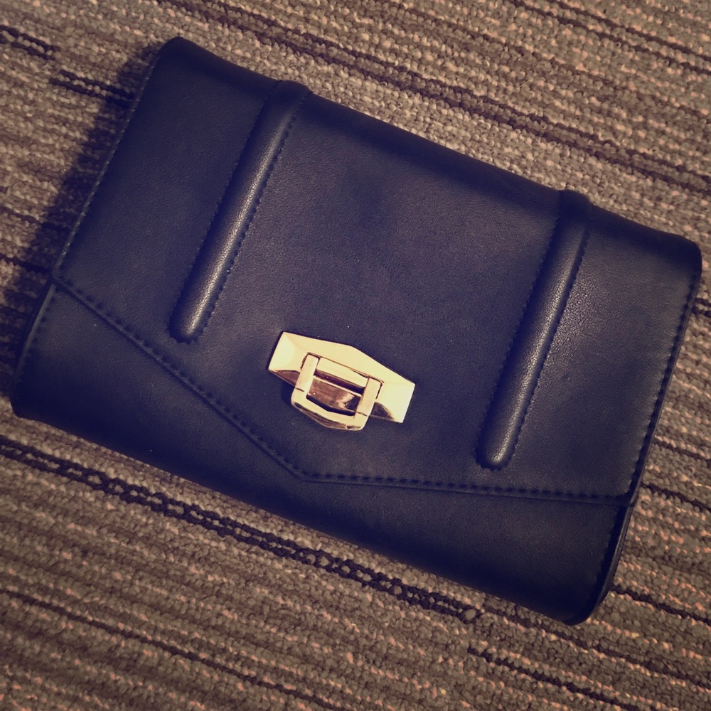 Black faux leather Clutch