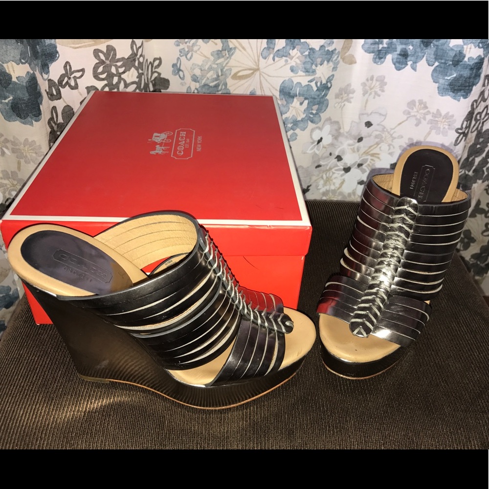 Metallic COACH wedges