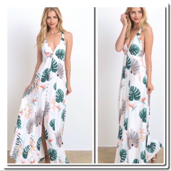 Tropical Print Maxi Dress - Picture 2 of 7