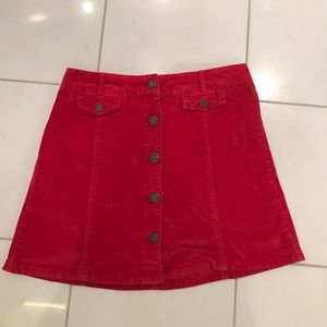 Red Urban Outfitters "BDG" button down skirt