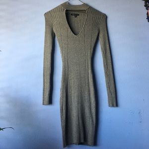 Gray ribbed Kendall And Kylie bodycon