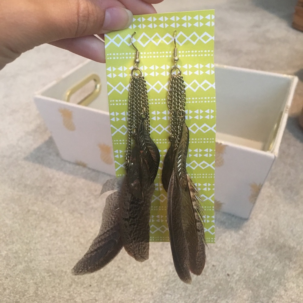 Feather earrings - Never worn !!
