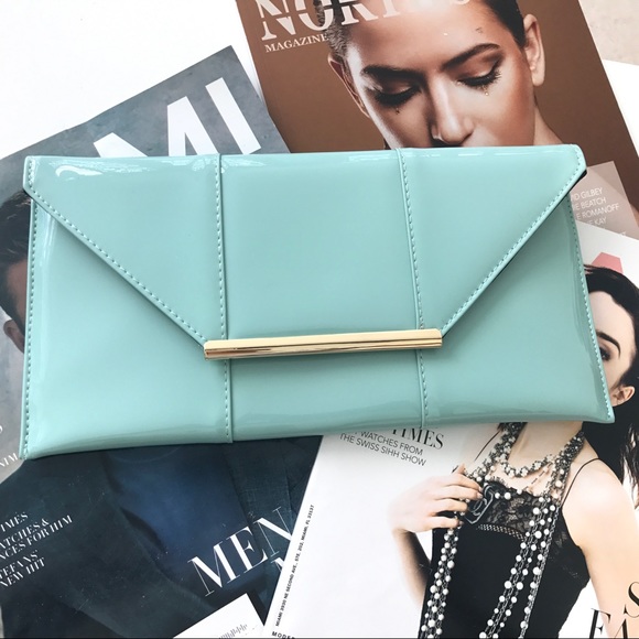 Mint Green Envelope Clutch - Picture 2 of 3