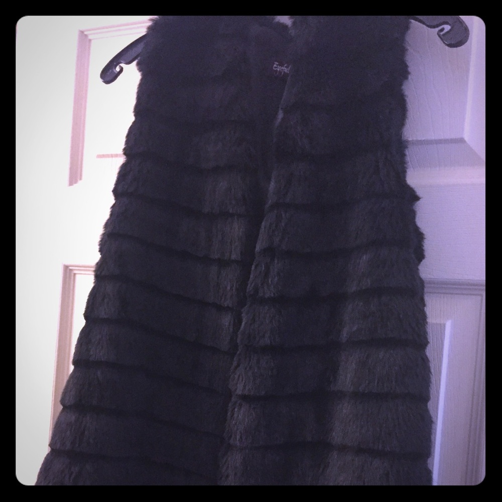 Black Furry Vest