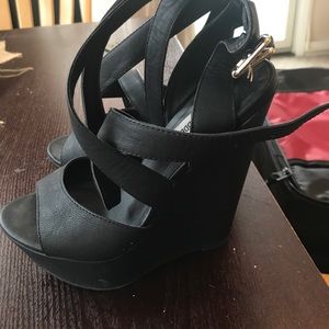 Steve Madden "Xfoliate" wedges. About 6 inches.