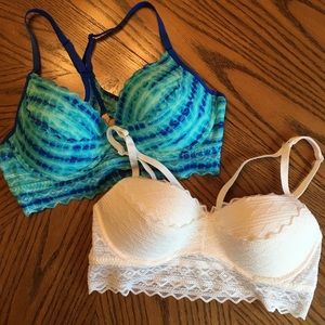 Pink by Victoria's Secret padded lace bralettes