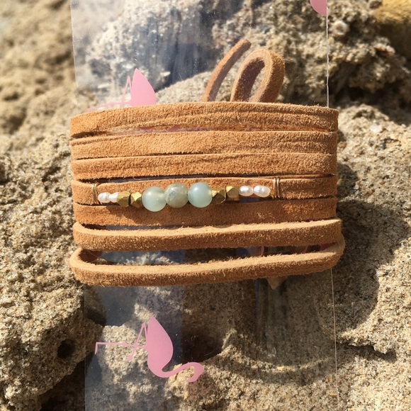 Handmade leather wrap bracelet/choker - Picture 2 of 5