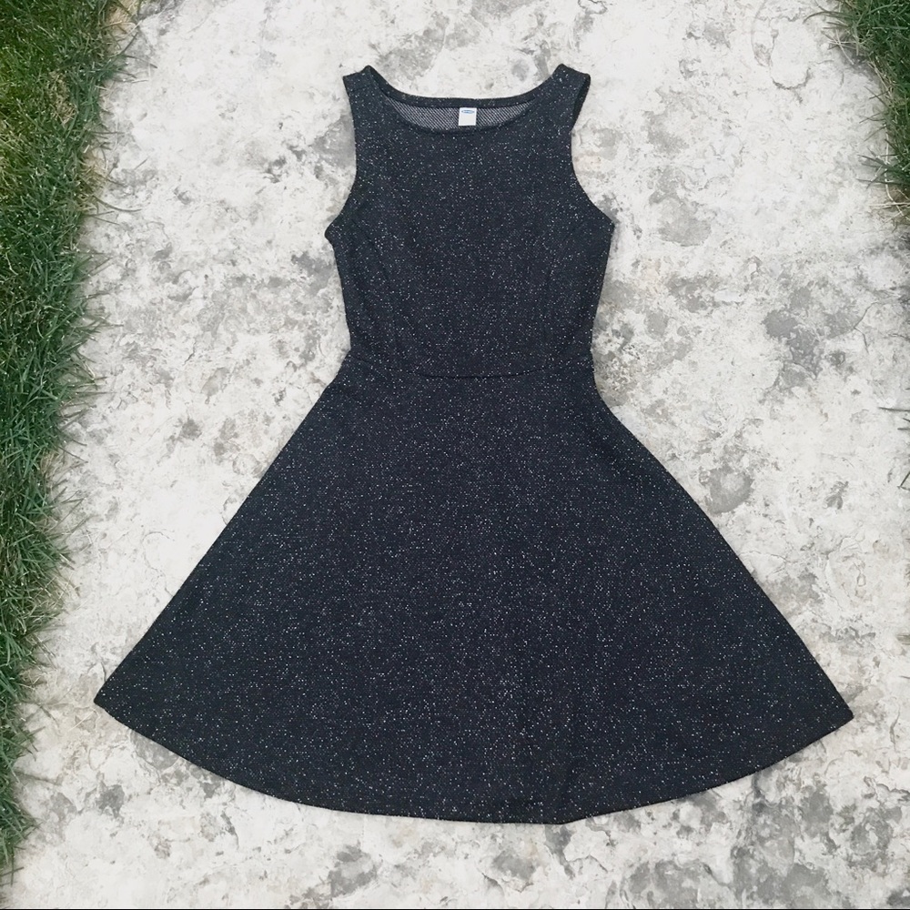 Black Fit and Flare Dress with White Dots