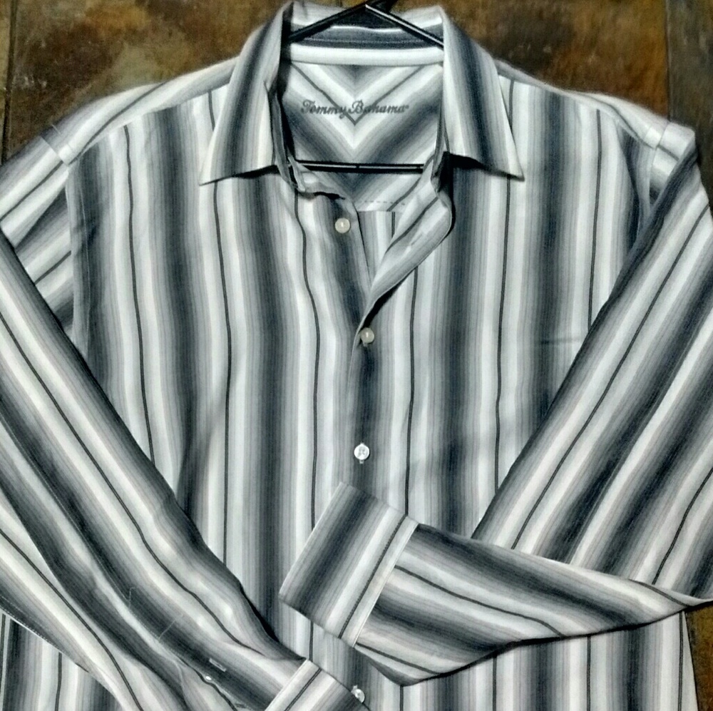 Men's Tommy Bahama Tencel Striped Button Down Sz L