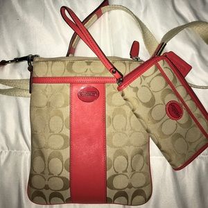Coach purse/mini tote w/ matching wallet