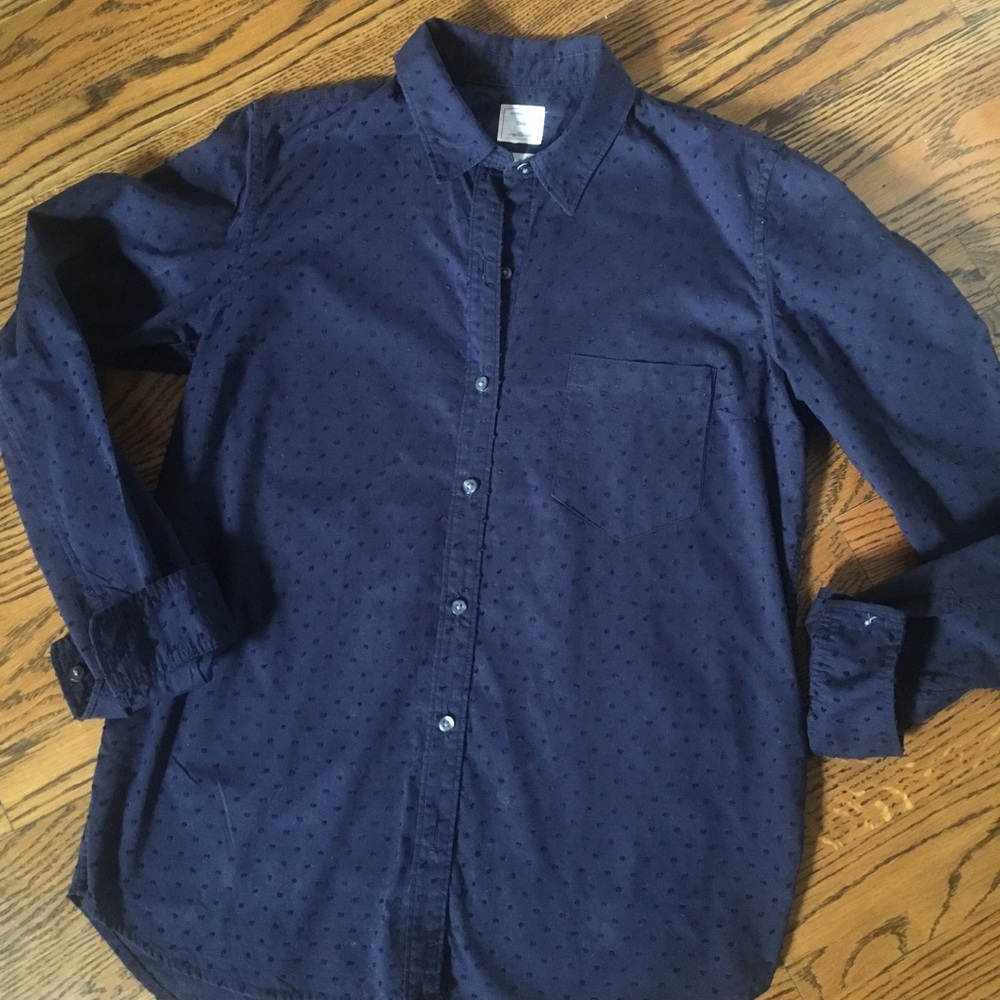 Navy Gap Fitted Boyfriend LS Shirt