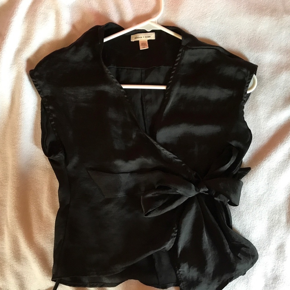 urban outfitters silk wrap blouse