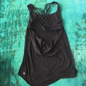 LULULEMON black and gold striped low back tank