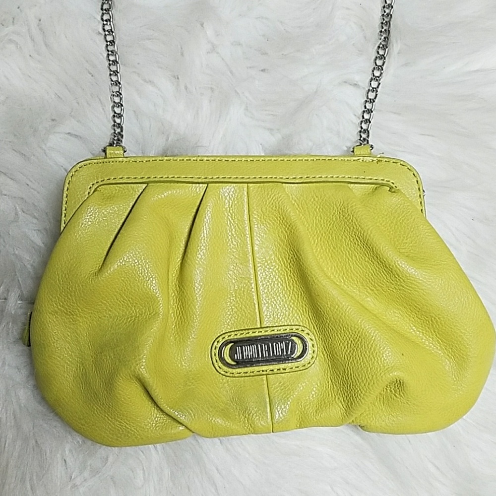 Chartreuse Leather Clutch / Purse