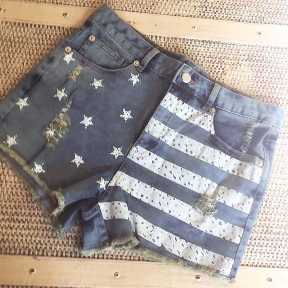 American Flag Jean Shorts