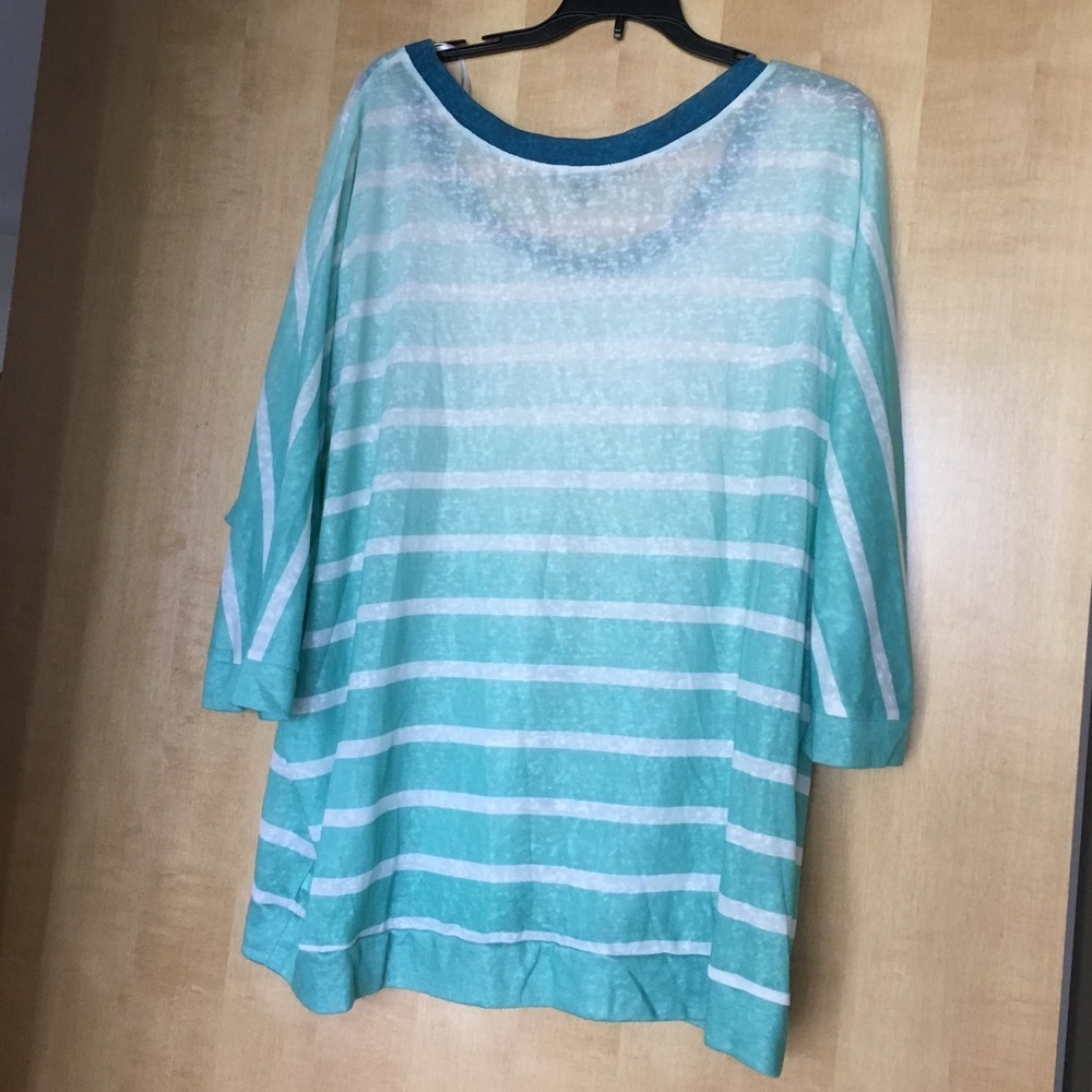 Lane Bryant Ombré Striped 3/4 Sleeve Sweater