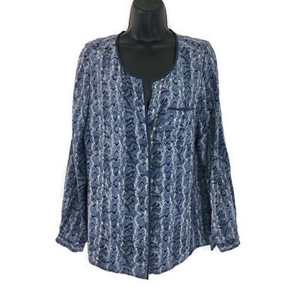 Joie Tops - Joie Small Top 100% Silk Snake Reptile Print Blue