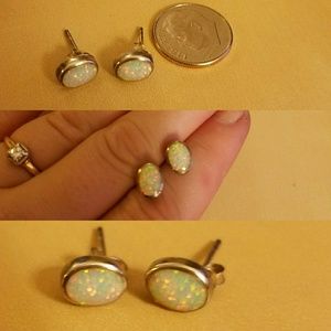 Opal & sterling silver studs