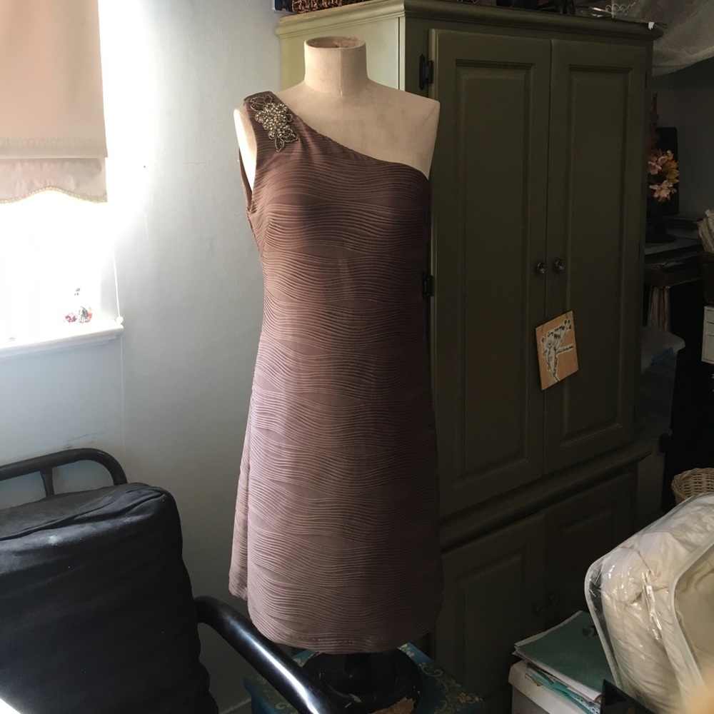 Soft Mocha-Brown, 1-Shoulder NEW Formal Dress