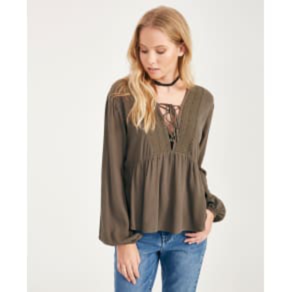 olive green blouse NWT