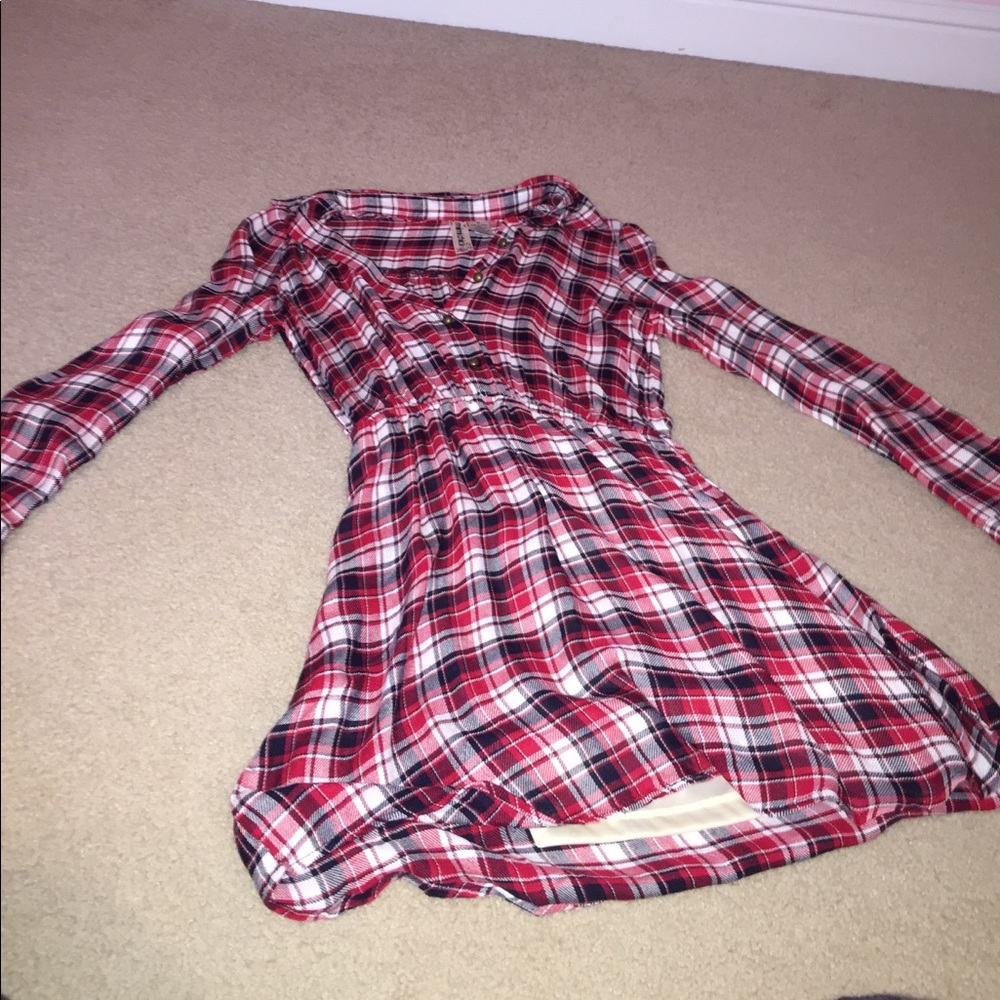 Plaid Checkered Long Sleeve Dress