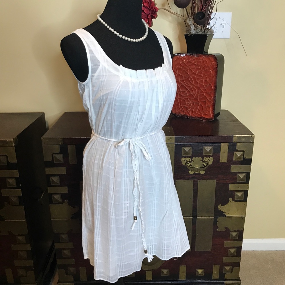 NWT Max & Cleo White Dress w/ Braided Belt