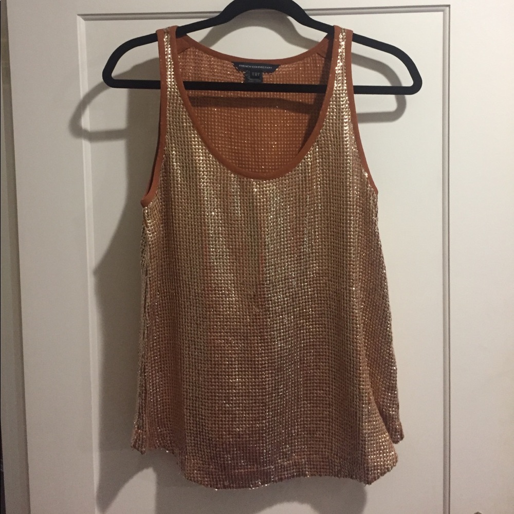 French Connection Gold Sequin Tank