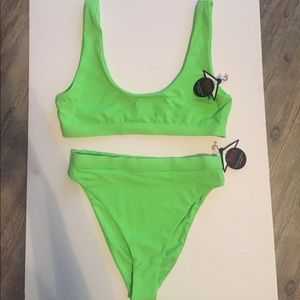 Two Piece Neon Lime Swimsuit