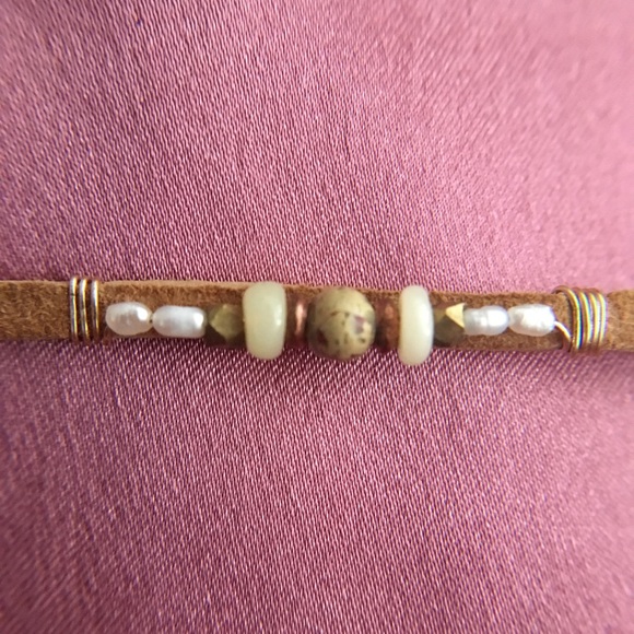 Handmade Leather wrap bracelet/choker - Picture 3 of 3