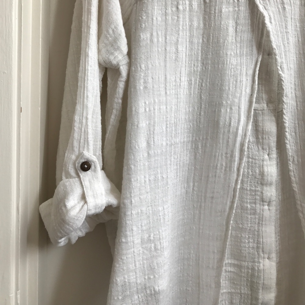 Button up, split back white blouse by Free People - Picture 5 of 7